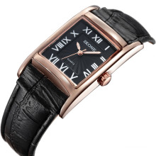 SKONE 9107 Mens watches bracelet big square face watch with leather band